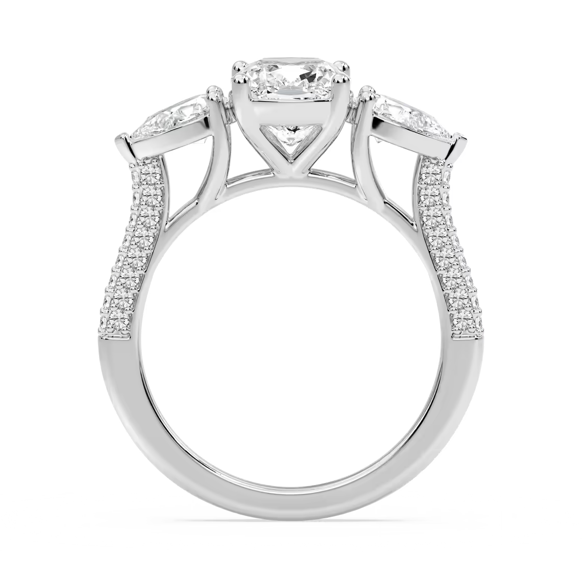 4.18 Ct E VS1 Cushion Lab Grown Diamond Ring 14k White Gold IGI Certified