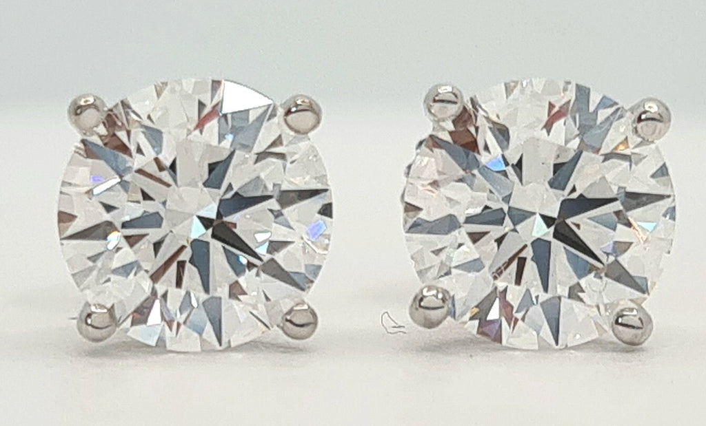 3.00 Ct E VS1 Ct Round Lab Grown Diamond Studs Screw Back Platinum IGI Certified