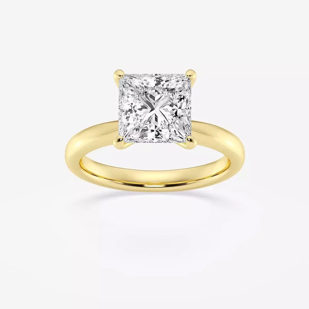 IGI Certified 3.00 CT Princess Cut E VS1 Lab Grown Diamond Ring 14K Yellow Gold