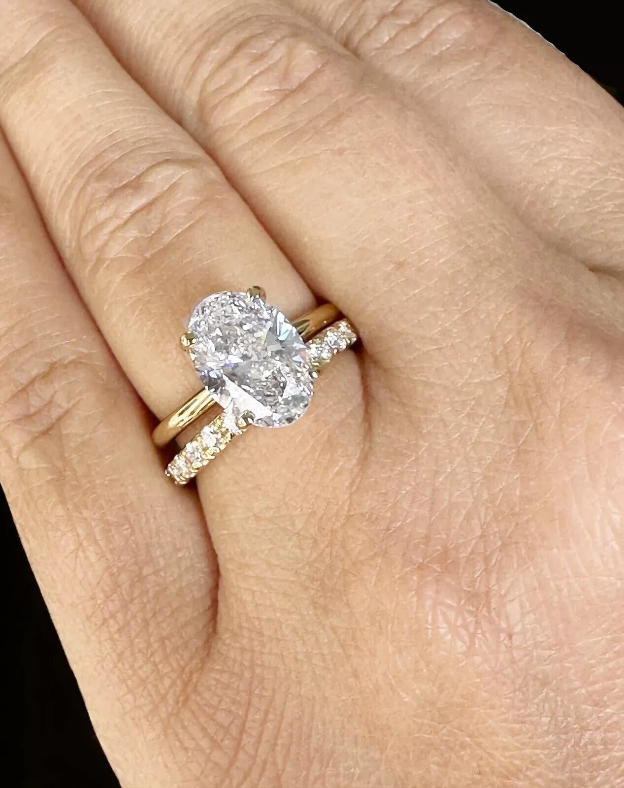 2.50 Ct E VS1 Lab Grown Oval Diamond Ring With Band IGI Certified Diamond