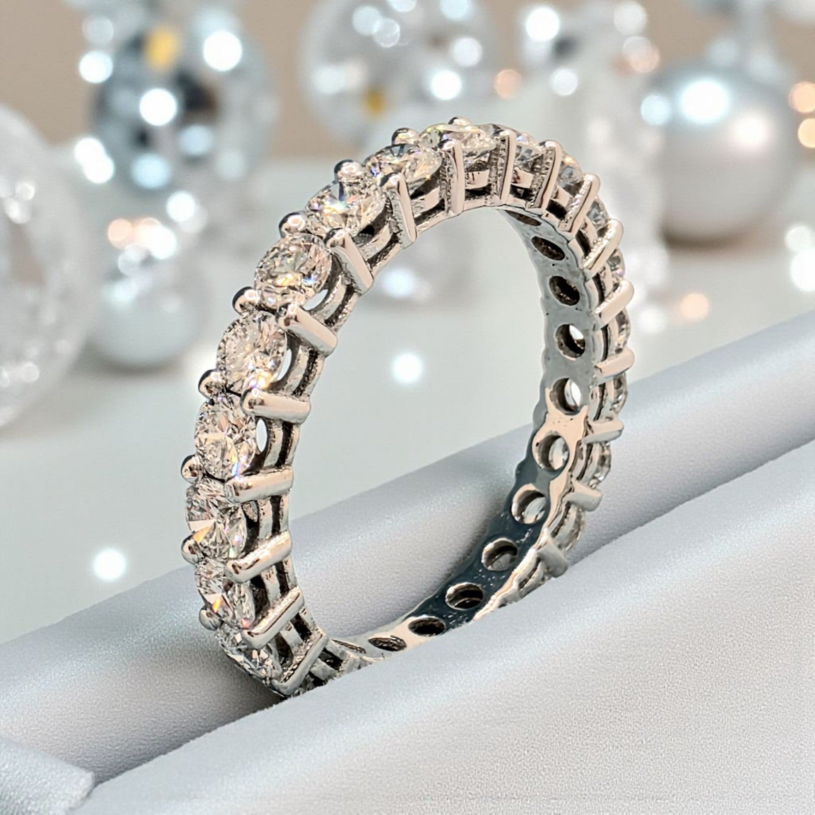 2.50 Ct Round Lab Grown Diamond Eternity Band Ring 14k D-E VS GIA Authenticated