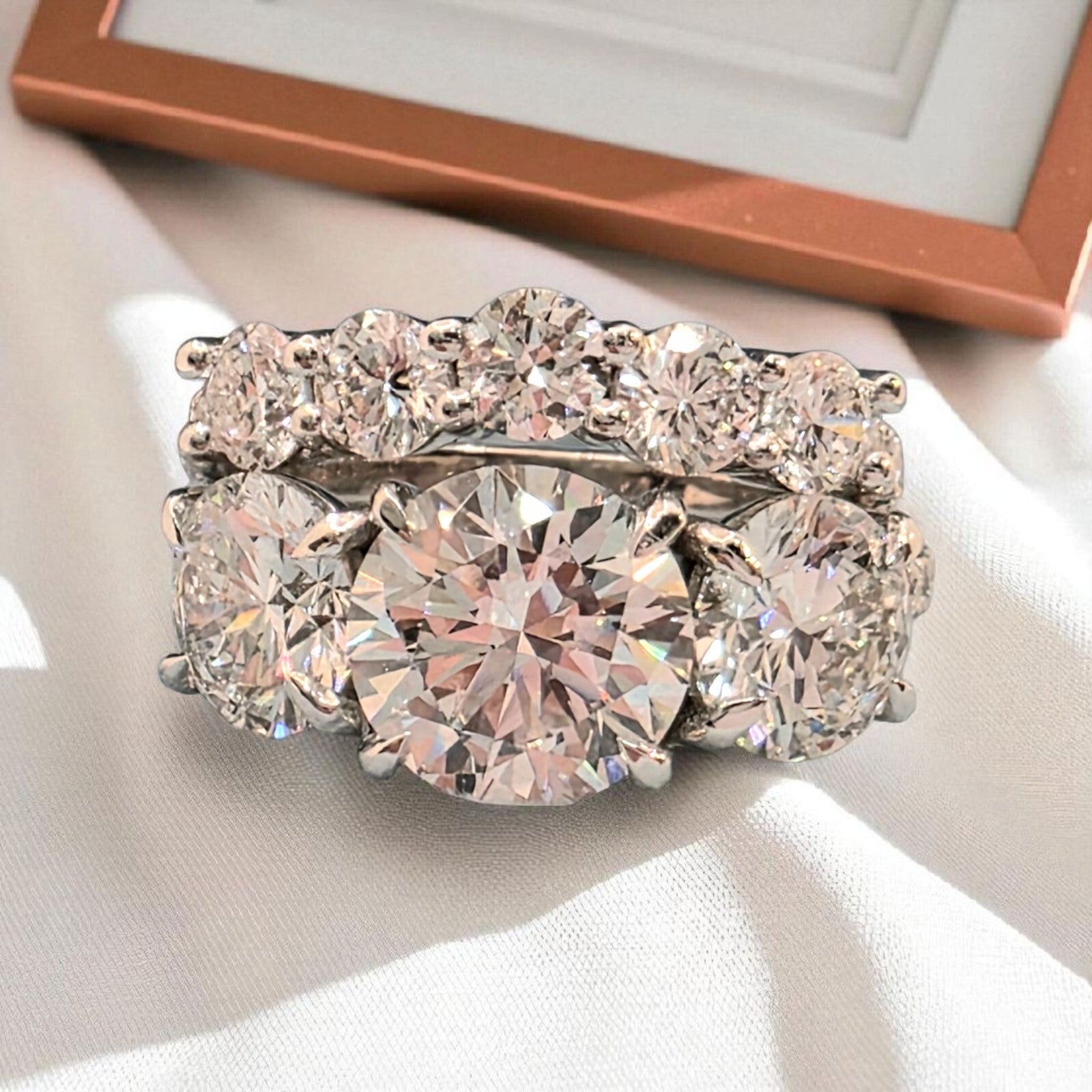 7.60 Ct D VS1 Lab Grown Diamond Ring With Matching Band IGI Certified 14k White