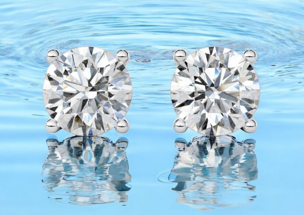 IGI 4.00 Carat Lab Grown Diamond Studs Earrings 14k White Gold E VS1 Screw Back