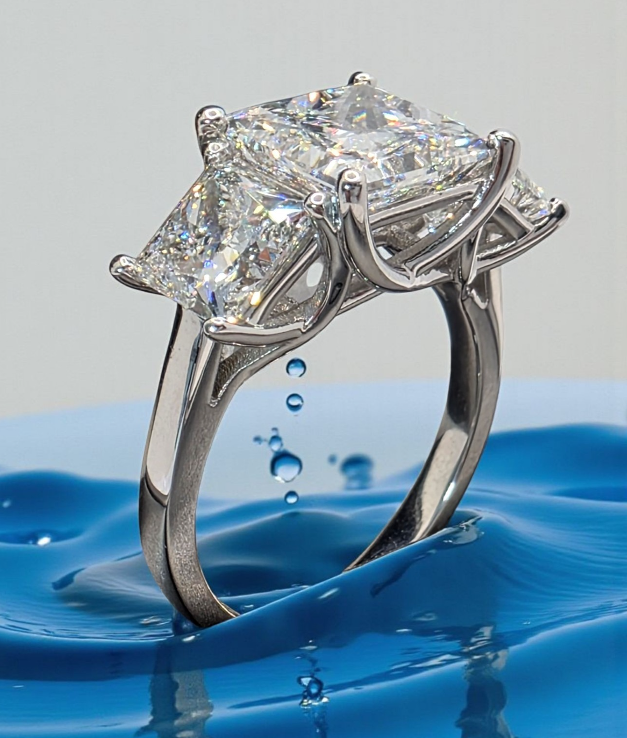 4.00 CT D VVS2 Lab Grown Princess Platinum Diamond Engagement Ring IGI Certified