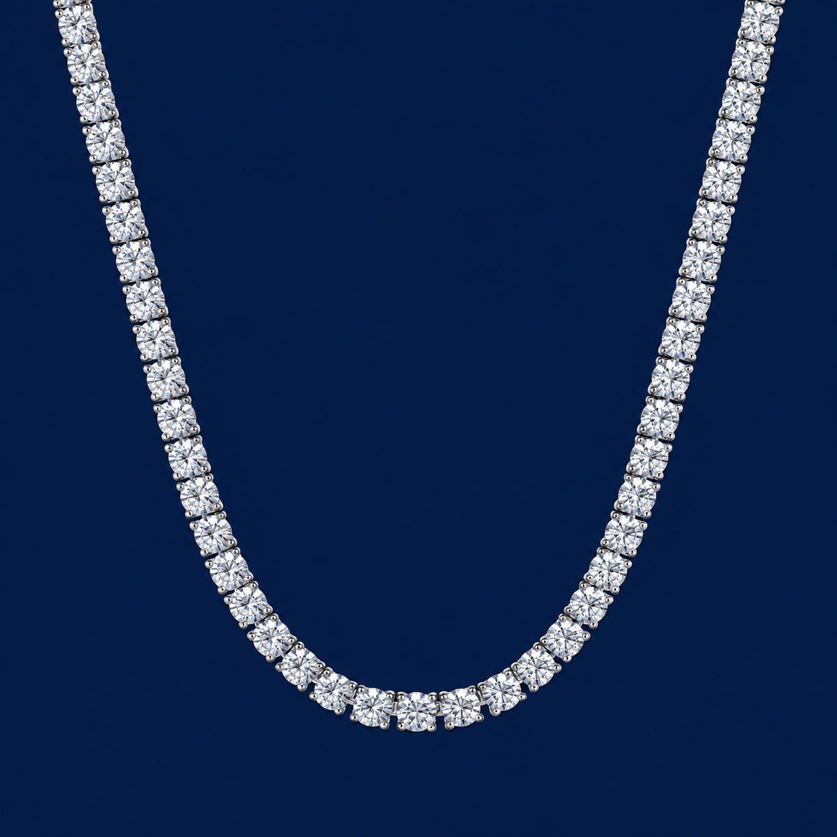 15.30 Ct E VS1 Lab Grown Diamond Eternity Tennis Necklace | 14K Gold 17"