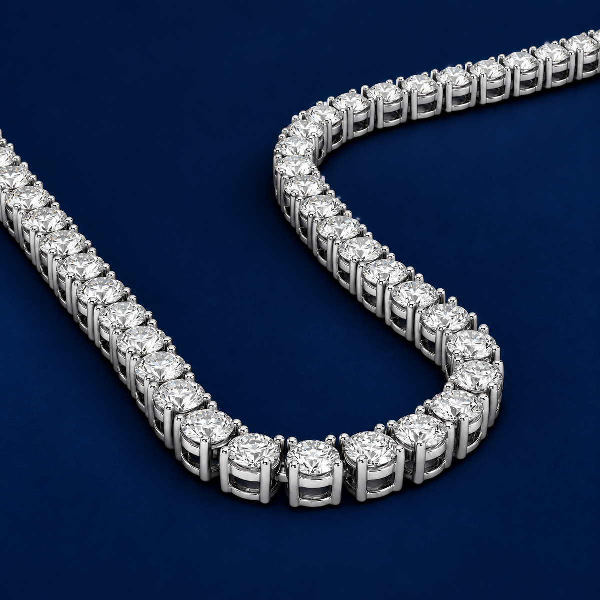15.30 Ct E VS1 Lab Grown Diamond Eternity Tennis Necklace | 14K Gold 17"