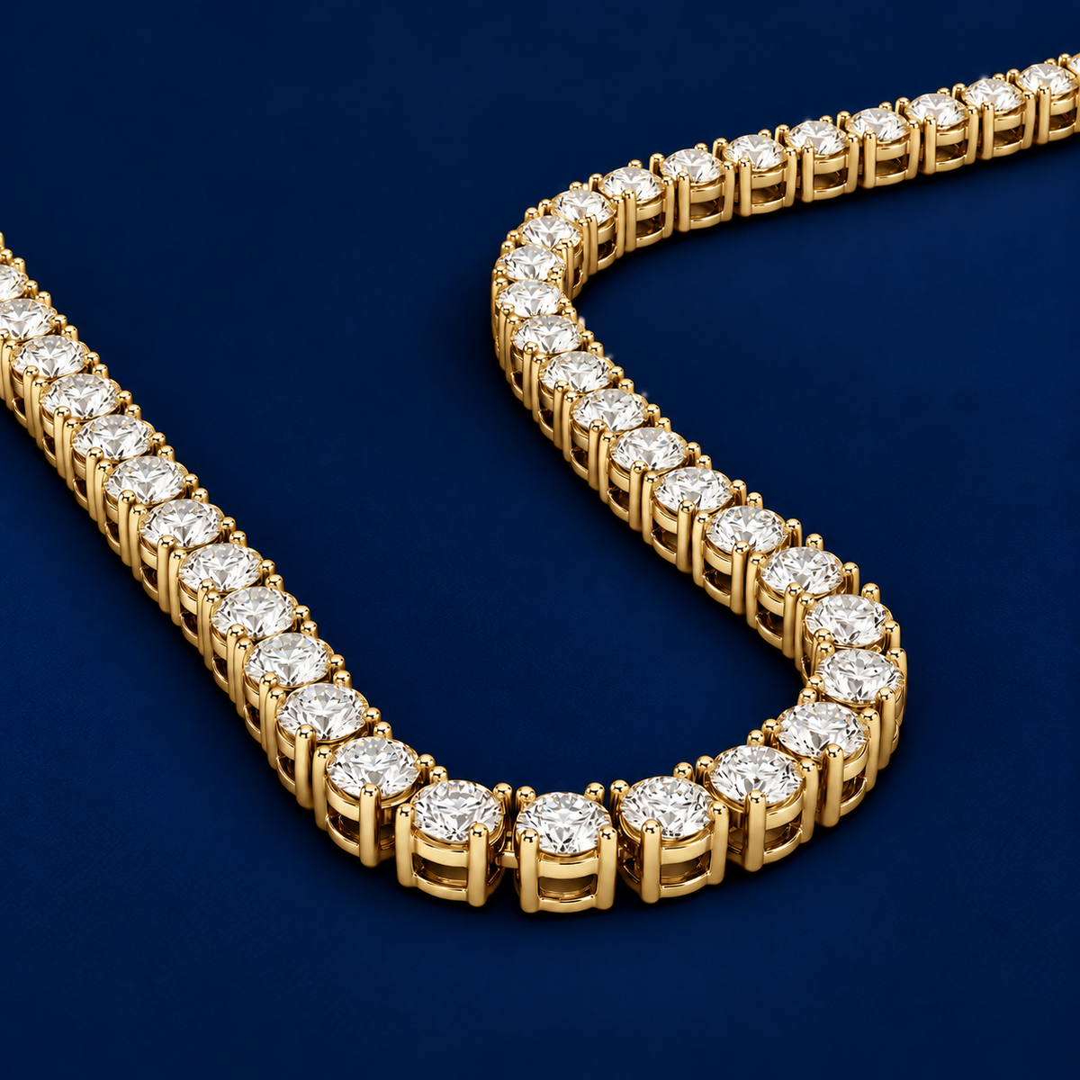 15.30 Ct E VS1 Lab Grown Diamond Eternity Tennis Necklace | 14K Gold 17"