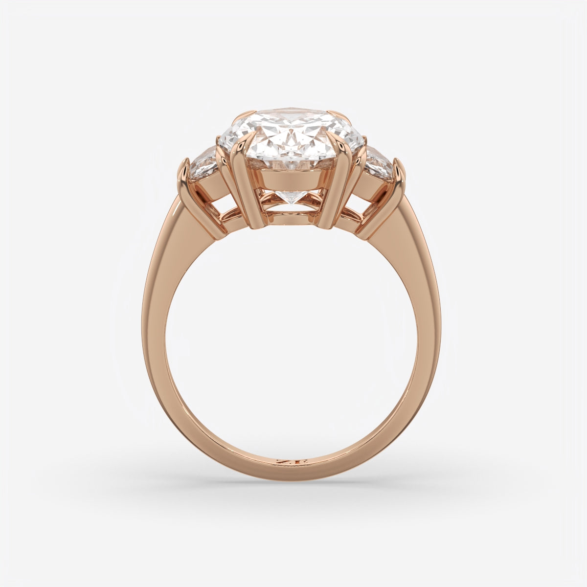 6.00 Ct Oval 3 Stone Ring With Half Moon Accents, view 13