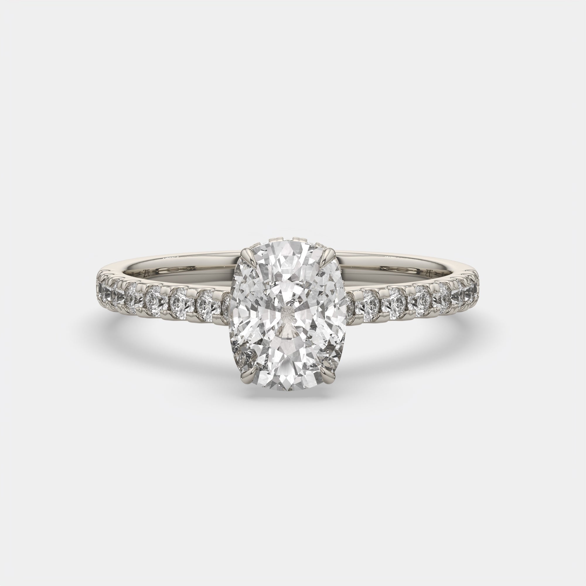 2.50 Ct F VS1 Cushion Cut Hidden Halo Diamond Ring, view 8