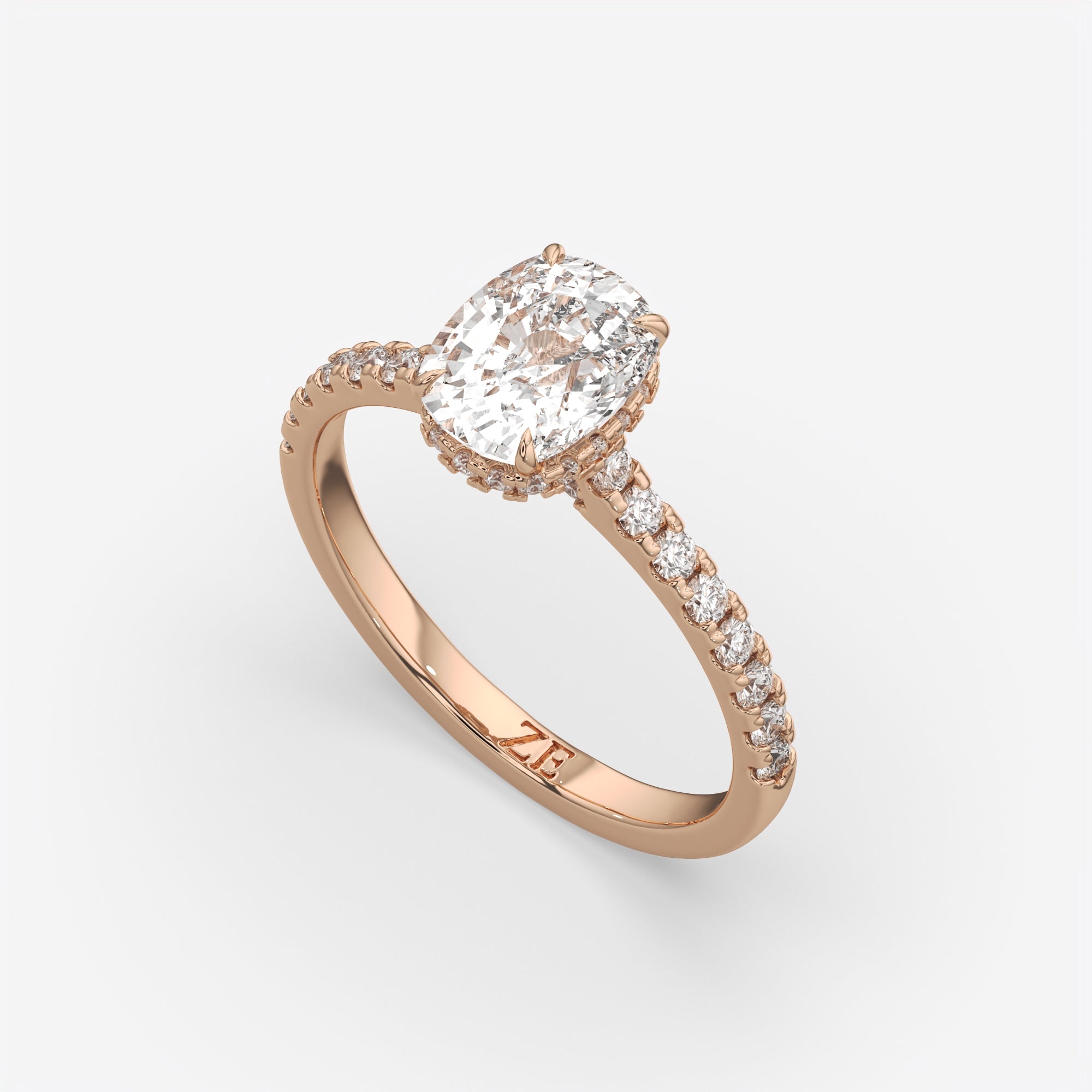 2.50 Ct F VS1 Cushion Cut Hidden Halo Diamond Ring, view 4