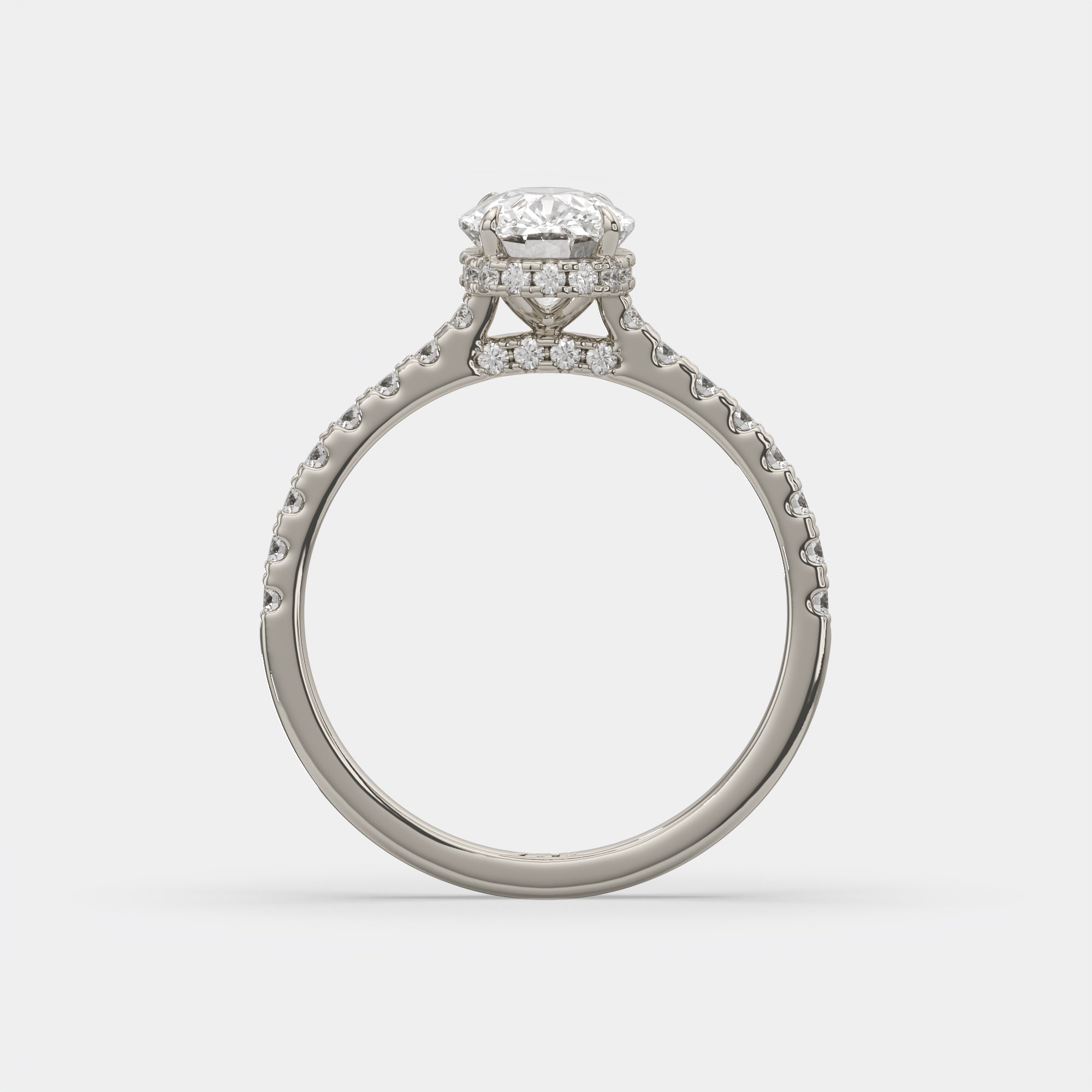 2.50 Ct F VS1 Cushion Cut Hidden Halo Diamond Ring, view 14