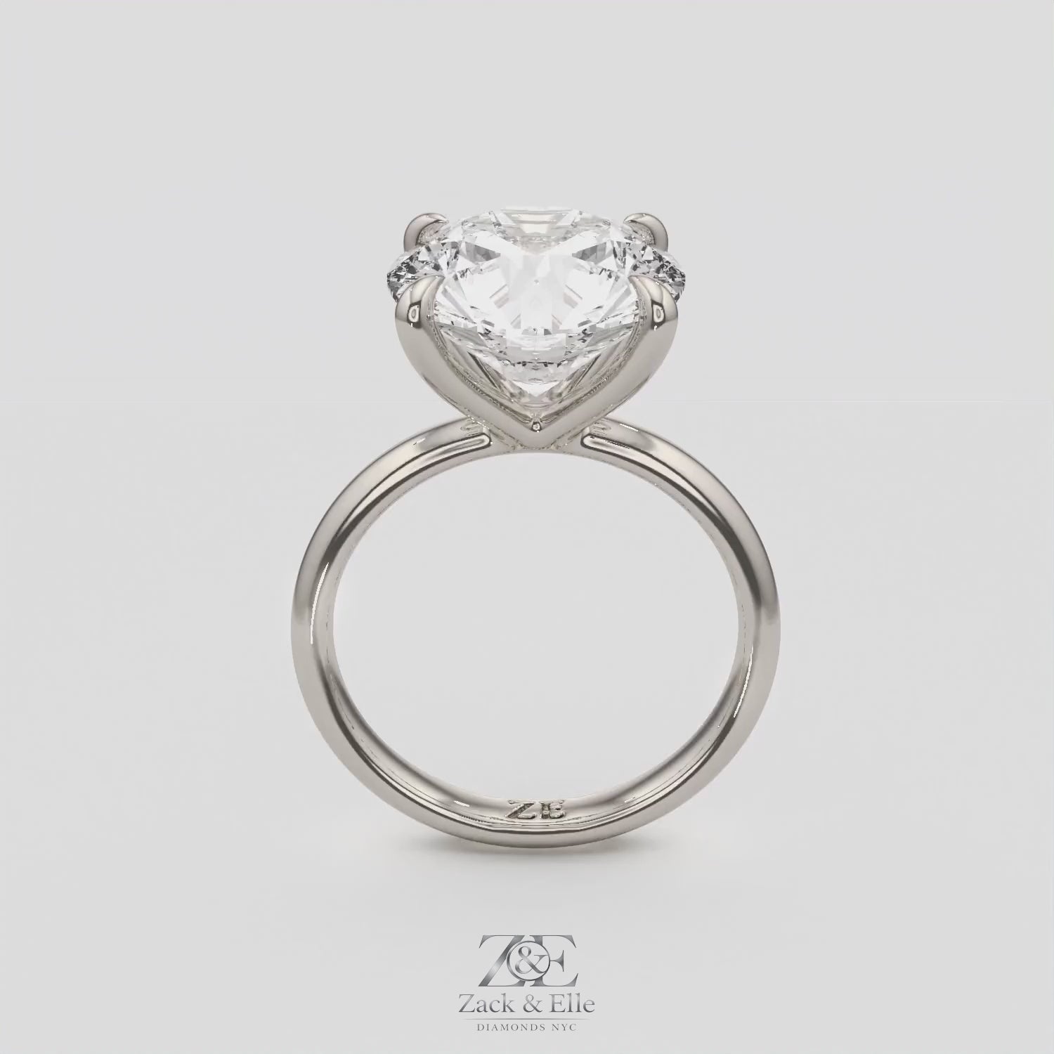 6.00 Ct F VS1 Round Brilliant Lab Grown Diamond Solitaire Ring, in white gold, 360 spin