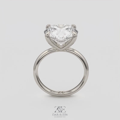 6.00 Ct F VS1 Round Brilliant Lab Grown Diamond Solitaire Ring, in white gold, 360 spin