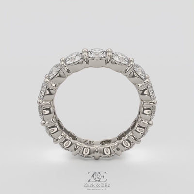 4.50 Ct D-E Color VS1 Round Lab Diamond Eternity Ring, in white gold, 360 spin
