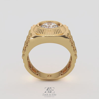 3.00 Ct E VS1 Radiant Cut Lab Grown Diamond Men's Ring, in white gold, 360 spin