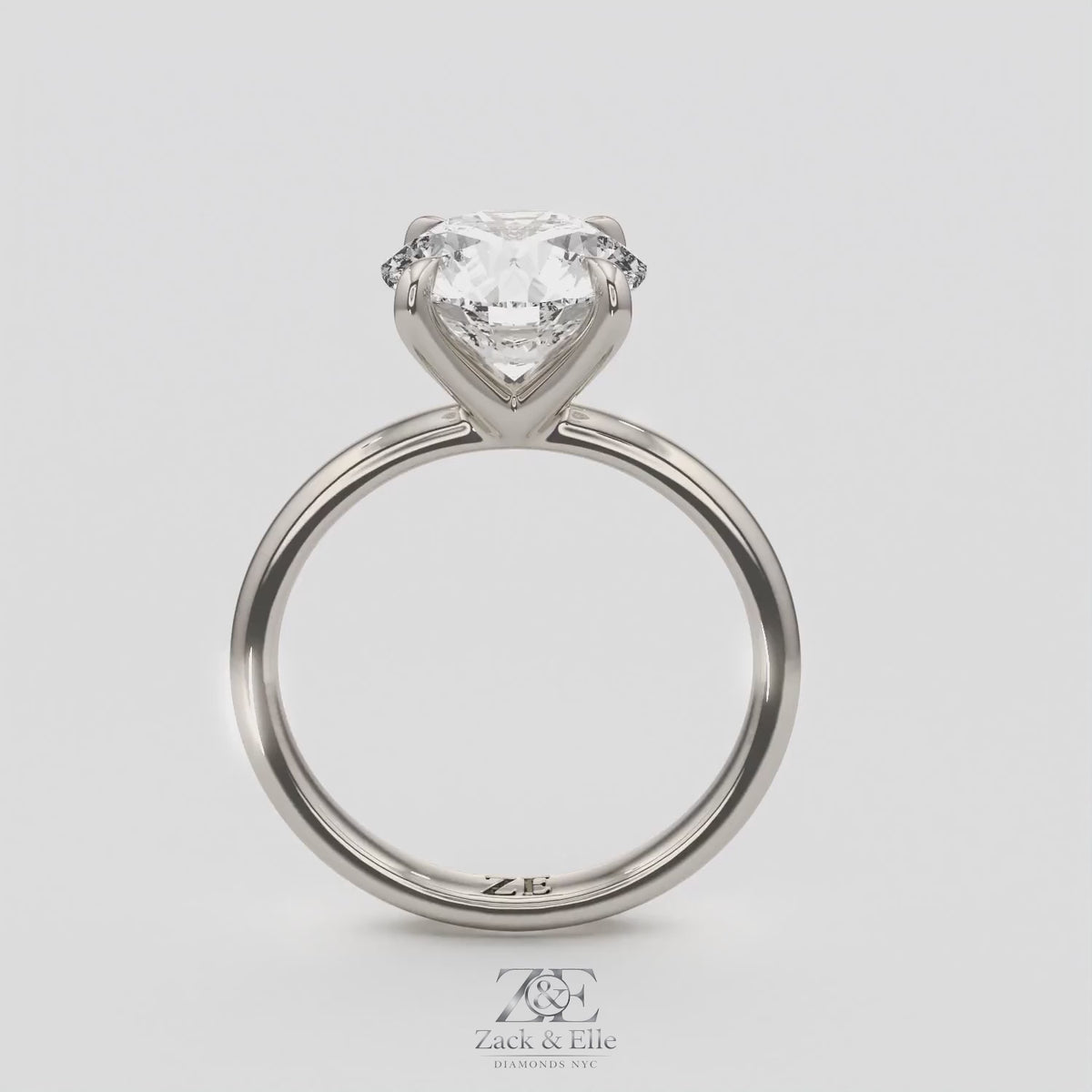 2.50 Ct D VS1 Round Lab-Grown Diamond Solitaire Ring, in white gold, 360 spin