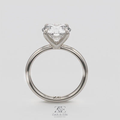 2.50 Ct D VS1 Round Lab-Grown Diamond Solitaire Ring, in white gold, 360 spin