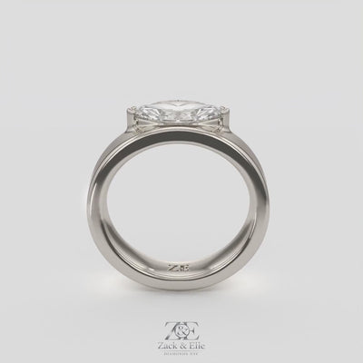 1.00 Ct D VS1 Marquise East West Solitaire Lab Grown Diamond Ring, in white gold, 360 spin