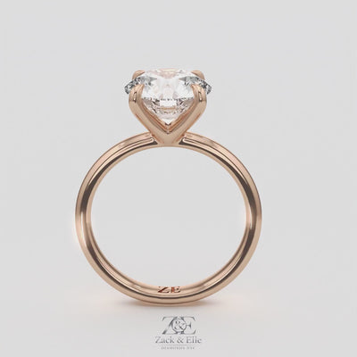 2.50 Ct D VS1 Round Lab-Grown Diamond Solitaire Ring, in rose gold, 360 spin
