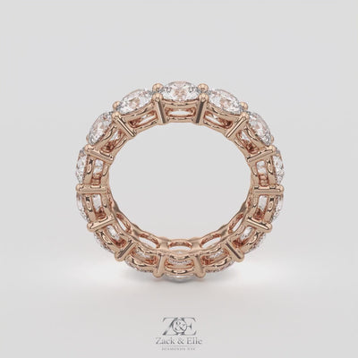 7.00 CTW D-E VS1 Round Lab Grown Diamond Eternity Ring, in white gold, 360 spin