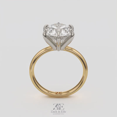 4.00 Ct E VS1 Round Brilliant 6 Prong Solitaire Diamond Ring, in white gold, 360 spin