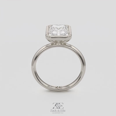3.00 Ct E VS1 Radiant Cut Solitaire Diamond Ring, in white gold, 360 spin