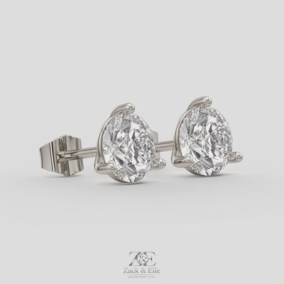 6.00 Ct D VS1 Round Lab Grown Diamond Martini Studs, in white gold, 360 spin