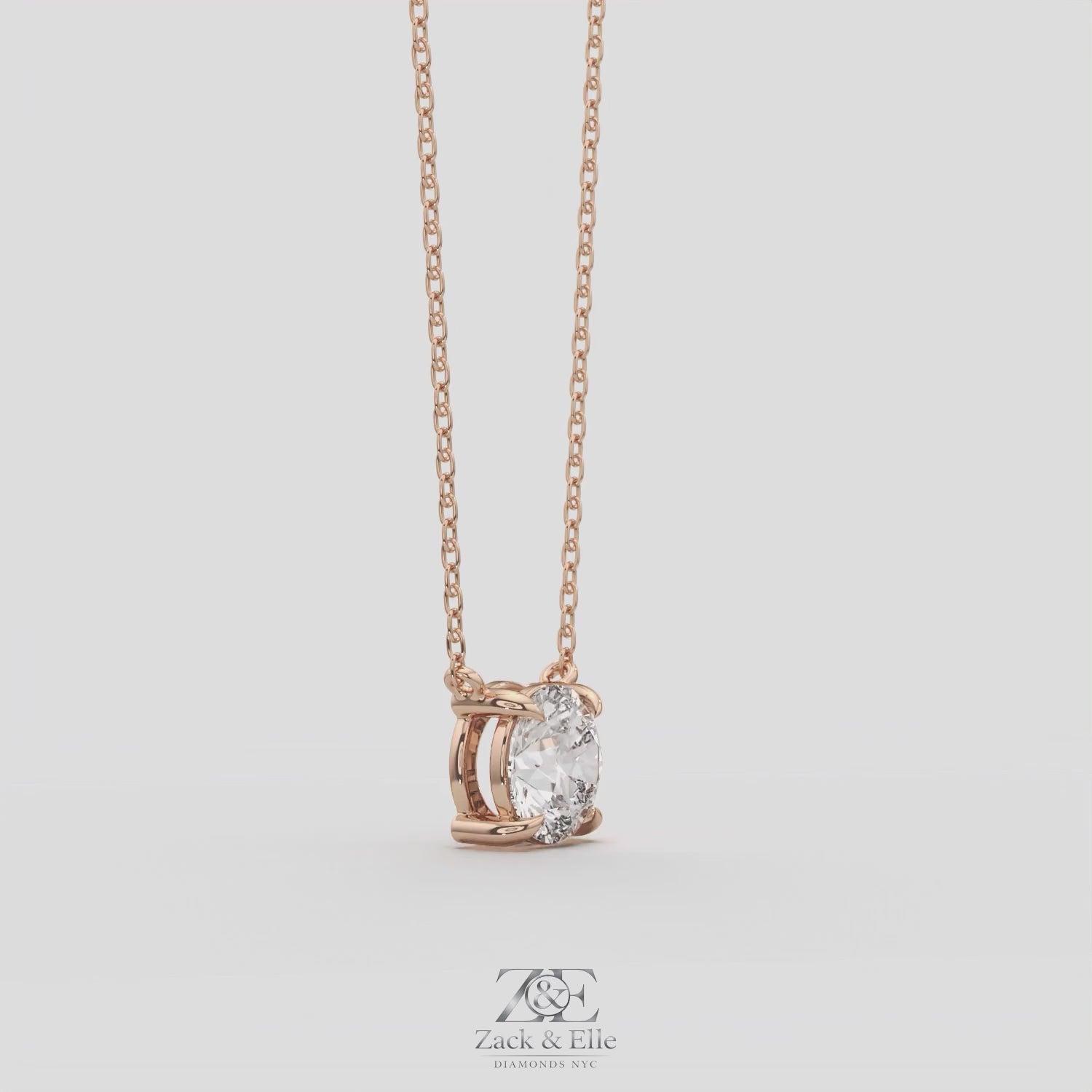 3.00 Ct D VS1 Round Brilliant Solitaire Diamond Pendant, in white gold, 360 spin