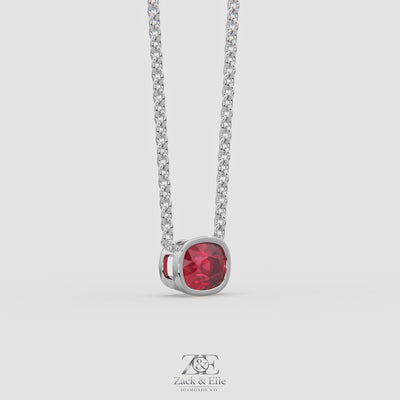 3.00 Ct Cushion Red Ruby East West Pendant, in white gold, 360 spin