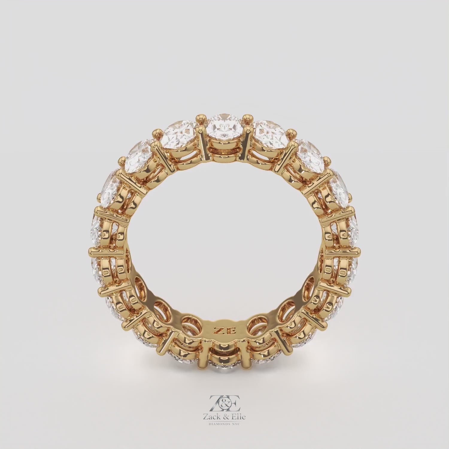 4.00 Ct D-E Color VS1 Oval Lab-Grown Diamond Eternity Ring, in white gold, 360 spin