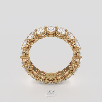 4.00 Ct D-E Color VS1 Oval Lab-Grown Diamond Eternity Ring, in white gold, 360 spin