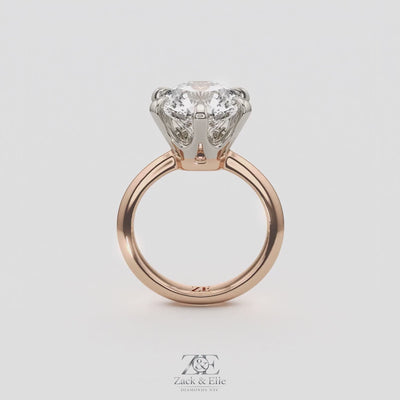 5.00 Ct E VS1 Round Lab-Grown Diamond Solitaire Ring, in rose gold, 360 spin