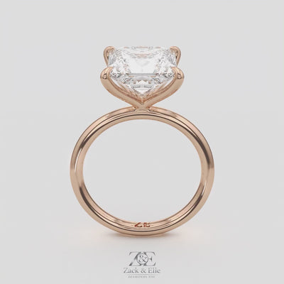 5.00 Ct F VS1 Princess Cut Solitaire Diamond Ring, in white gold, 360 spin