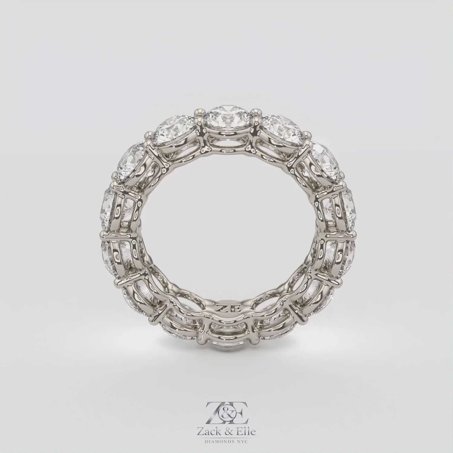 5.50 CTW D-E Color VS1 Round Lab Grown Diamond Eternity Ring, in white gold, 360 spin