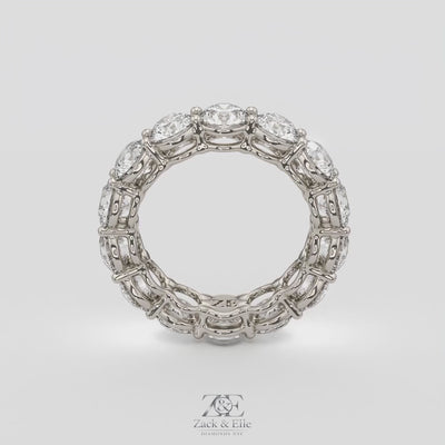 5.50 CTW D-E Color VS1 Round Lab Grown Diamond Eternity Ring, in white gold, 360 spin
