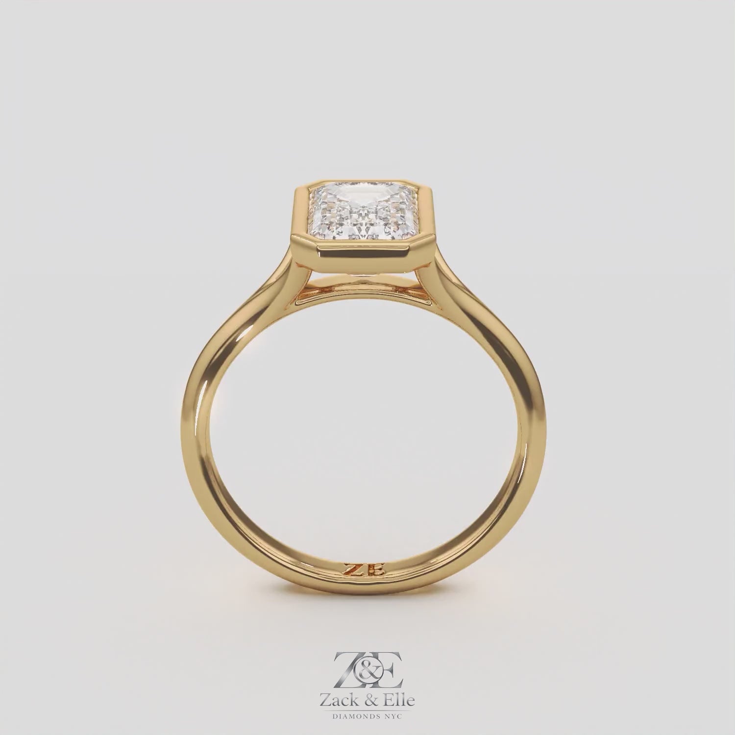 2.00 Ct F VS1 Emerald Cut Lab Grown Diamond Solitaire Ring, in white gold, 360 spin