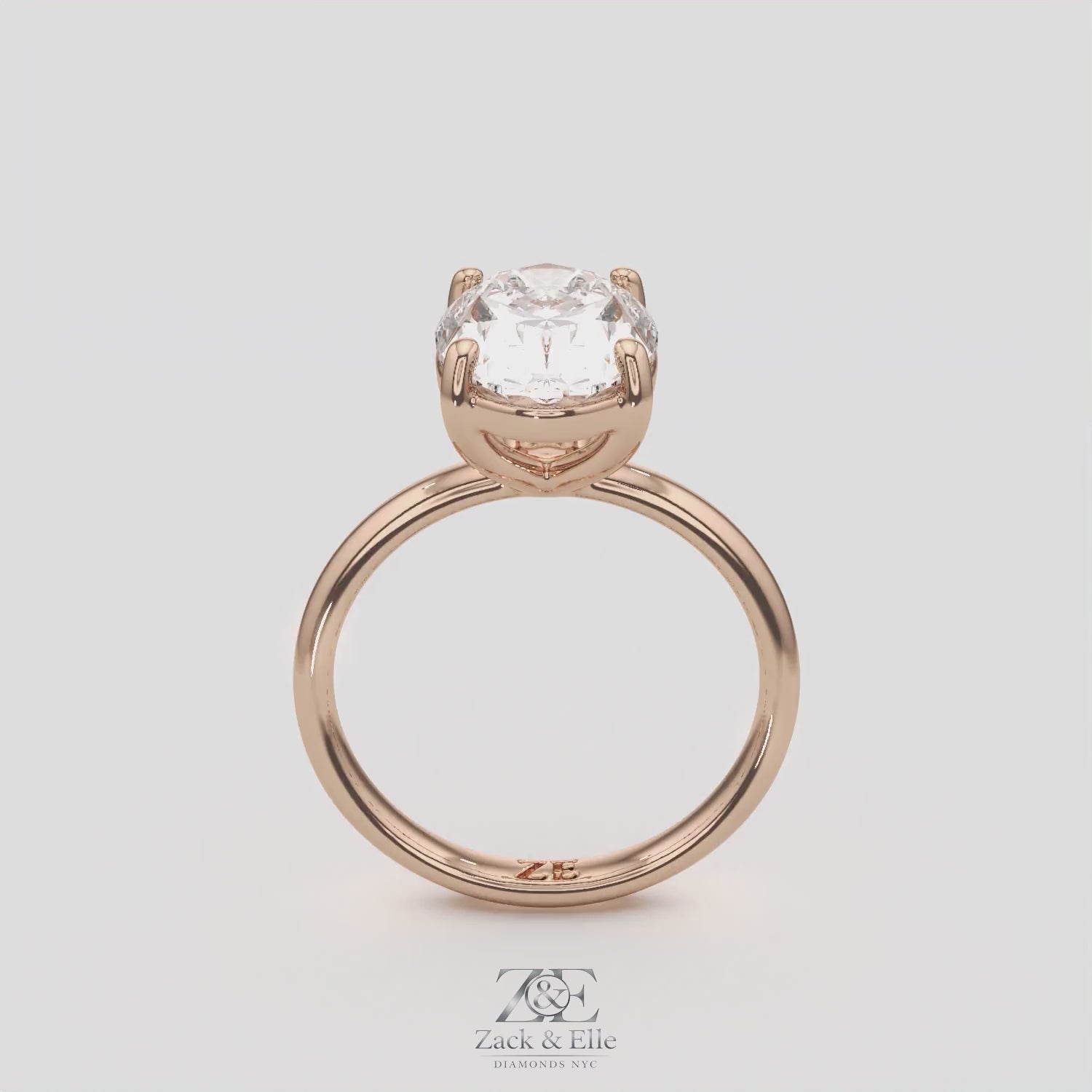 3.00 Ct D VS1 Oval Solitaire Lab Grown Diamond Ring, in white gold, 360 spin