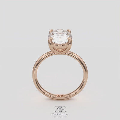 3.00 Ct D VS1 Oval Solitaire Lab Grown Diamond Ring, in white gold, 360 spin
