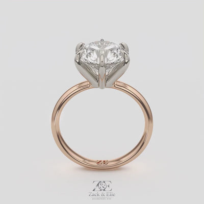 4.00 Ct E VS1 Round Brilliant 6 Prong Solitaire Diamond Ring, in white gold, 360 spin