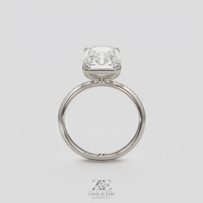4.00 Ct E VS1 Radiant Cut Lab-Grown Diamond Solitaire Ring, in white gold, 360 spin
