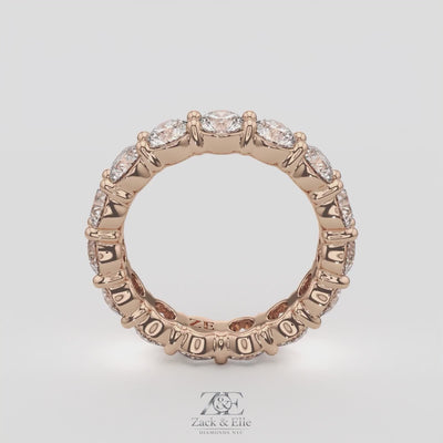 4.50 Ct D-E Color VS1 Round Lab Diamond Eternity Ring, in white gold, 360 spin