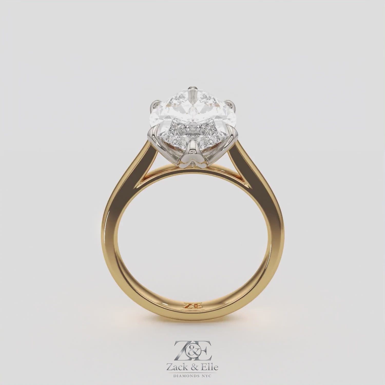 4.00 Ct F VS1 Marquise Tulip Setting Solitaire Diamond Ring, in white gold, 360 spin