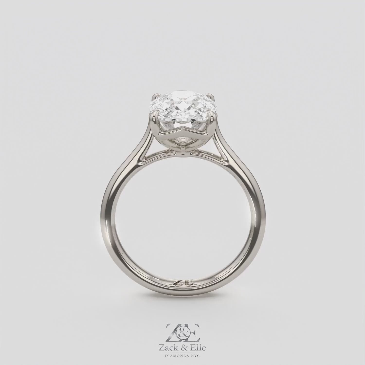 3.00 Ct D VS1 Cushion Solitaire Lab Grown Diamond Ring, in white gold, 360 spin