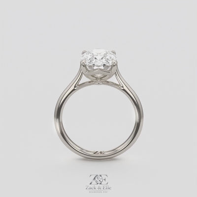 3.00 Ct D VS1 Cushion Solitaire Lab Grown Diamond Ring, in white gold, 360 spin
