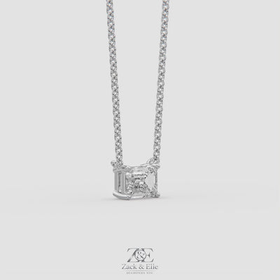 2.00 Ct D VS1 Emerald Cut Lab-Grown Diamond Solitaire Pendant, in white gold, 360 spin