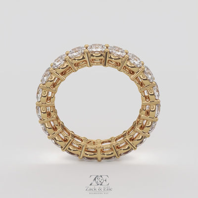 4.00 Ct D-E Color VS1 Cushion Lab Diamond Eternity Ring, in white gold, 360 spin