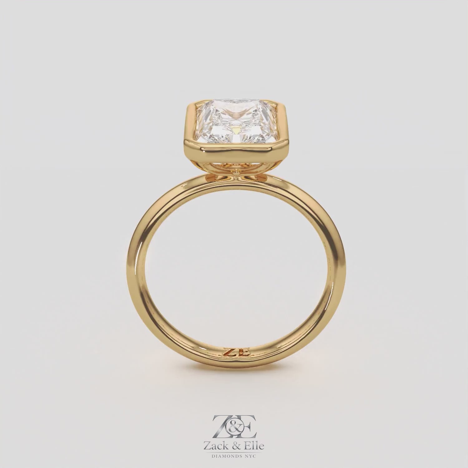 3.00 Ct E VS1 Radiant Cut Solitaire Diamond Ring, in white gold, 360 spin