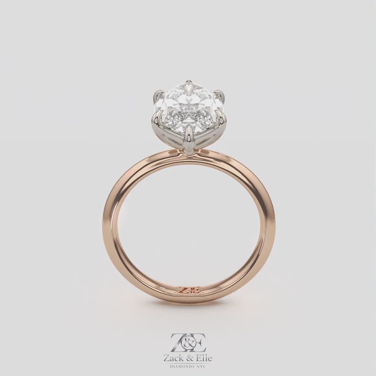 3.00 Ct E VS1 Marquise Lab Grown Diamond Solitaire Ring, in white gold, 360 spin