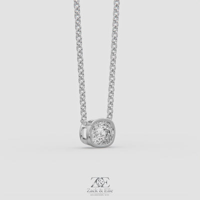 3.00 Ct F VS1 Cushion East West Lab Grown Diamond Pendant, in white gold, 360 spin