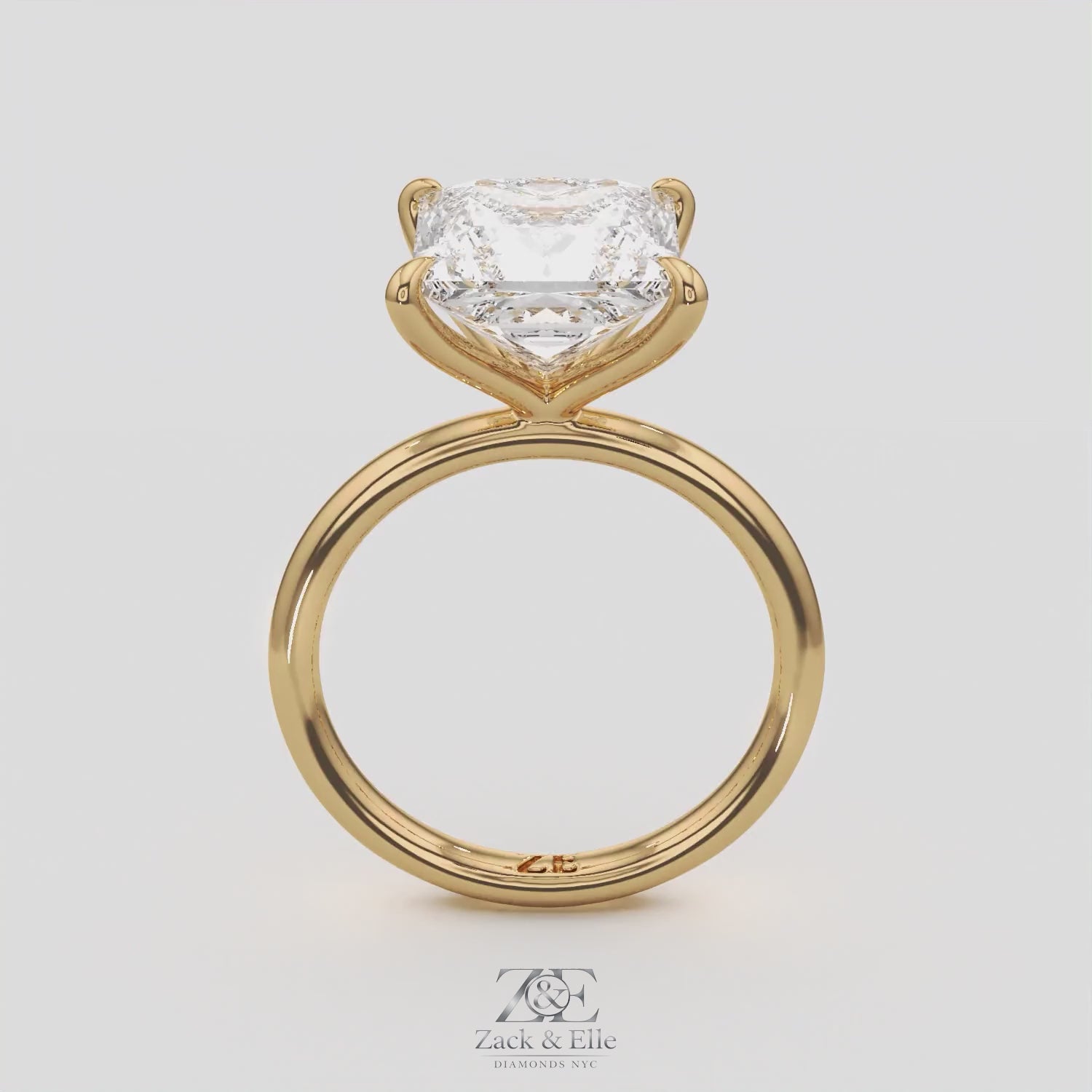 5.00 Ct F VS1 Princess Cut Solitaire Diamond Ring, in white gold, 360 spin